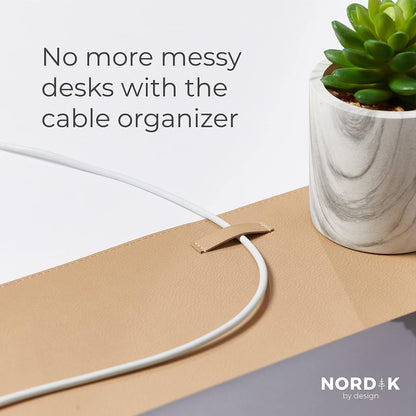 Nordik Leather Desk Mat Cable Organizer - Pebble Black 35 X 17 inch - Premium Mouse Mat - Felt Vegan Leather Desk Pad Protector - Desk Blotter Matt Keyboard - Large Desk Matt for Desktop Computer