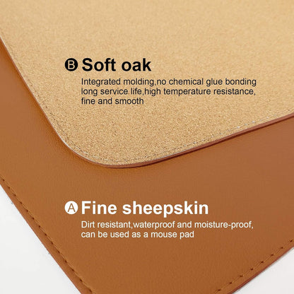 DAWNTREES Dual Sided Desk Mat,Leather Desk Pad,Brown 40"x16",Cork Desk Mat Protector,with PU Leather Valet Tray Organizer,Large Mouse Pad,Desk Writing Pad for Office and Home