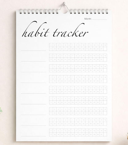 Habit Tracker Calendar (Undated 12 Month) with Silver Spiral Bound and Hanger, 7"x10" Habit Planner, Daily Weekly and Monthly Habit Tracker Journal, Habit Calendar, Colorful Layout.