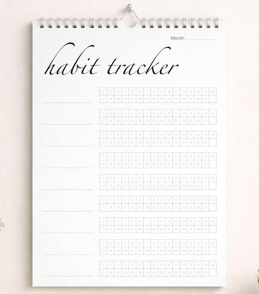 Habit Tracker Calendar (Undated 12 Month) with Silver Spiral Bound and Hanger, 7"x10" Habit Planner, Daily Weekly and Monthly Habit Tracker Journal, Habit Calendar, Colorful Layout.