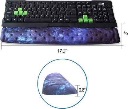 BRILA Memory Foam Mouse & Keyboard Wrist Rest Support Pad Cushion Set for Computer, Laptop, Office Work, PC Gaming - Massage Holes Design - Easy Typing Wrist Pain Relief (Nebula)