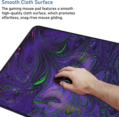Large Extended Gaming Mouse Pad with Stitched Edges, (31.5X15.7In) Durable Non-Slip Natural Rubber Base, Waterproof Computer Keyboard Pad Mat for Esports Pros/Gamer/Desktop/Office/Home-Black