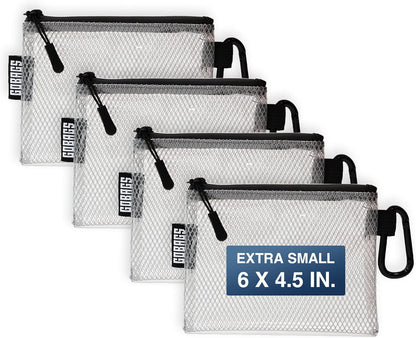 GOBAGS Air Production Multi‑Size Clear Zipper Pouch (4‑Pack) – Cable Organizer & Travel Gear Bag for Electronics, Camera Accessories, Tool Pouch & Small Tech Storage