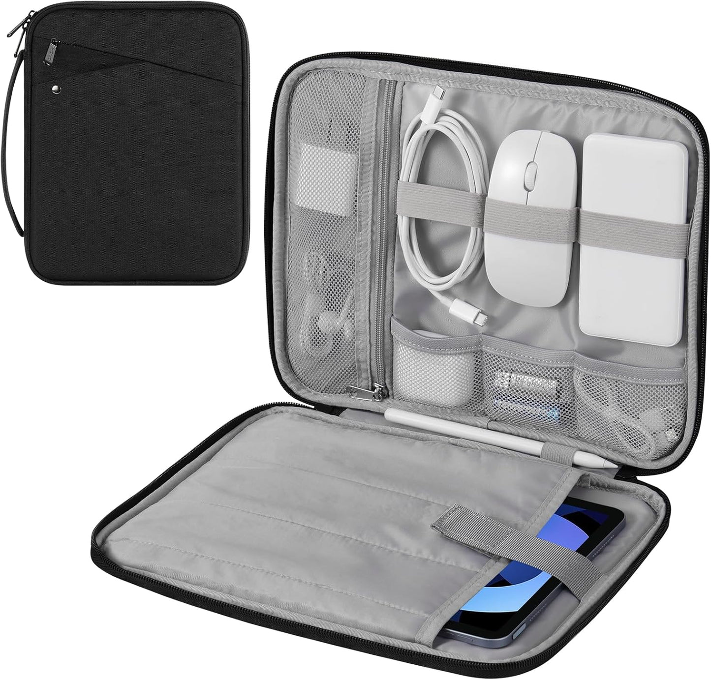 MoKo 9-11 Inch Tablet Sleeve Carrying Case with Handle, Padded Protective Travel Bag for New 11-inch iPad Air 4 2026/Pro M5/ A16, iPad 10th/Air 5/4th 10.9, i-Pad 9/8th 10.2,Tab S9/S8 11, Black