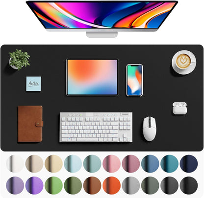 Aothia Non-Slip PU Leather Waterproof Laptop Desk Pad Protector, Blotter Mat, Writing and Mouse Pad for Office & Home, Beige, 23.6" x 13.7" - Colors A