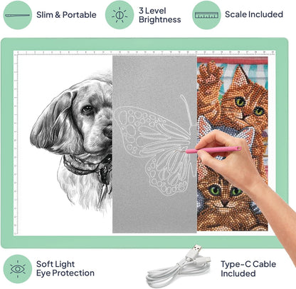 iVyne Rechargeable A4 Light Pad for Tracing & Weeding - LED Light Board for Weeding Vinyl - for Cricut Vinyl Weeding Tools - Ultra-Thin & Portable - Perfect for Artists & Crafters - Pink