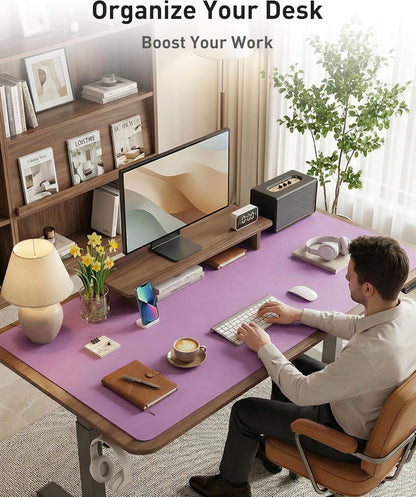Aothia Non-Slip Waterproof PU Leather Desk Pad Protector for Mouse, Writing Desk, Office, Home, Laptop Blotter, 23.6" x 13.7", Black - Colors B