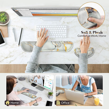 Gimars Upgrade Enlarge Silky and Superfine Fabric Gel Memory Foam Keyboard Wrist Rest Set, Ergonomic Keyboard Mouse Wrist Support for Typing Pain Relief, Comfort for Office, Gaming, Computer, Black
