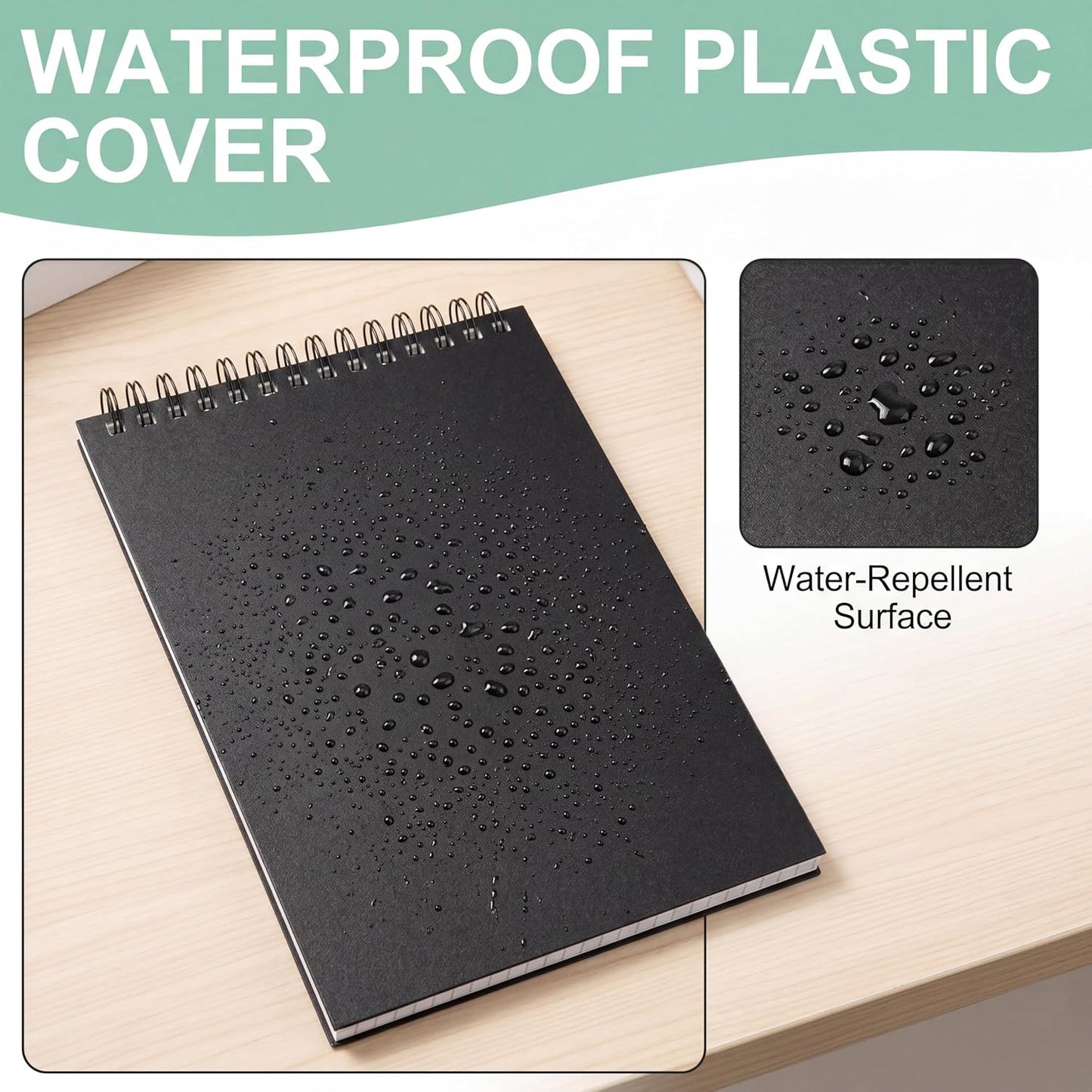 Engrowtic 6 Pack Graph Paper Spiral Notepad A5 Top Wirebound Notepad Grid Notebook Steno Pad Memo Notebook Grid Paper 140 Pages for Writing Sketching Drawing Office Supply (Black)