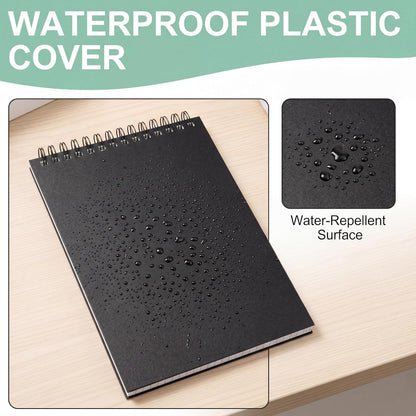 Engrowtic 6 Pack Graph Paper Spiral Notepad A5 Top Wirebound Notepad Grid Notebook Steno Pad Memo Notebook Grid Paper 140 Pages for Writing Sketching Drawing Office Supply (Black)