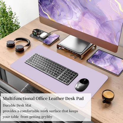 Bloss Leather Desk Pad and Keyboard Wrist Rest, Large Mouse Pad + Keyboard Pad+Mouse Wrist Support, Non-Slip Desk Mat Protector for Office, Home(31.5×15.7 Inches,Beige) - Colors A