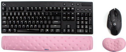 BRILA Memory Foam Mouse & Keyboard Wrist Rest Support Pad Cushion Set for Computer, Laptop, Office Work, PC Gaming - Massage Holes Design - Easy Typing Wrist Pain Relief (Nebula)