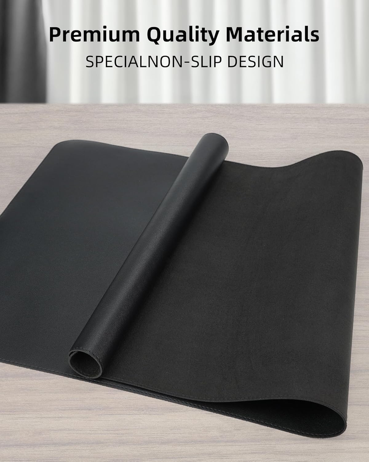 AFIING Desk Pad Protector 23.6" x 13.7" - Non-Slip Waterproof PU Leather Desk Mat for Mouse, Keyboard, Laptop, Office and Home Workspace (Beige)