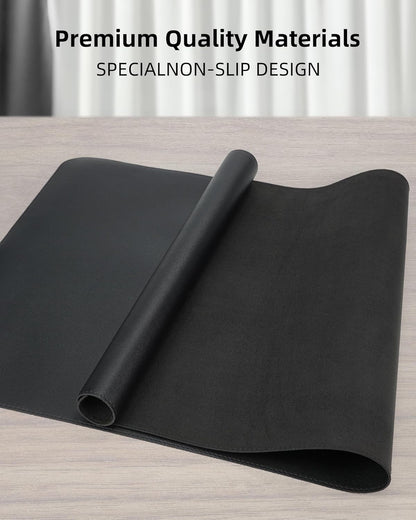AFIING Desk Pad Protector 23.6" x 13.7" - Non-Slip Waterproof PU Leather Desk Mat for Mouse, Keyboard, Laptop, Office and Home Workspace (Beige)