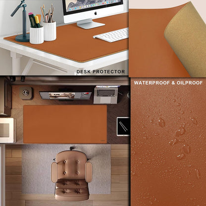 Vyaaa PU Leather & Cork Desk Mat, 39.4"x15.7" Dual Sided Computer Desk mat, Waterproof Large Mouse Pad, Non-Slip Office Desk pad, Office Desk Protector for Work/Gaming/Home (Black)