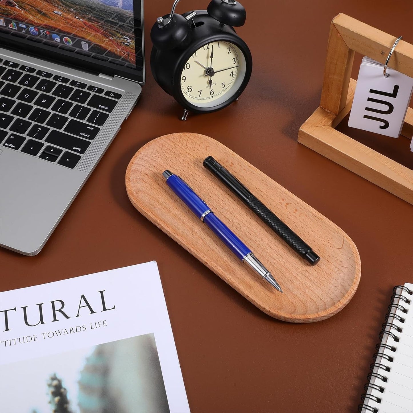 Pen Tray Wooden Pencil Tray for Desk Wood Pencil Holder Wooden Desk Accessories Suitable for Home, Office Art Accessories