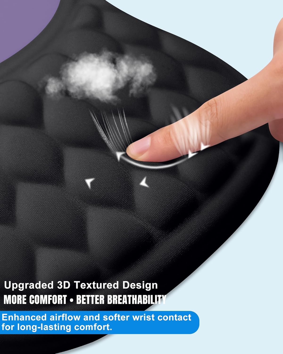 Ergonomic Mouse Pad with Wrist Rest, Slope Design Memory Foam Support, Smooth Lycra Surface, Non-Slip PU Base, Comfortable Mouse Mat for Office, Home, Computer Desk (Black)
