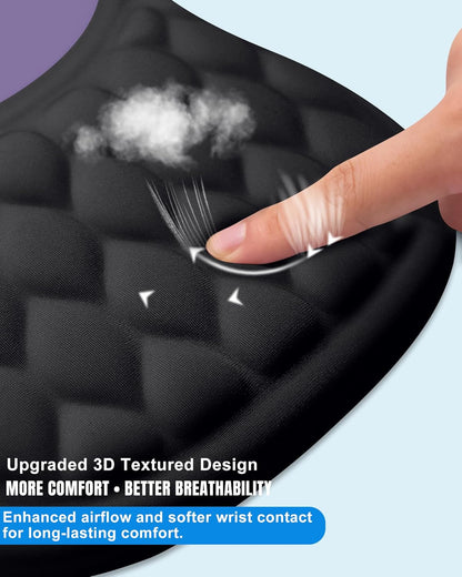 Ergonomic Mouse Pad with Wrist Rest, Slope Design Memory Foam Support, Smooth Lycra Surface, Non-Slip PU Base, Comfortable Mouse Mat for Office, Home, Computer Desk (Black)