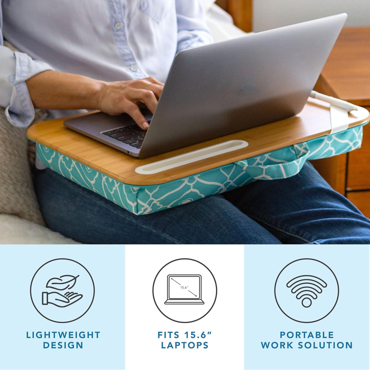 LAPGEAR Designer Lap Desk with Phone Holder and Device Ledge - Arrow Stripes - Fits up to 15.6 Inch Laptops - Style No. 45411