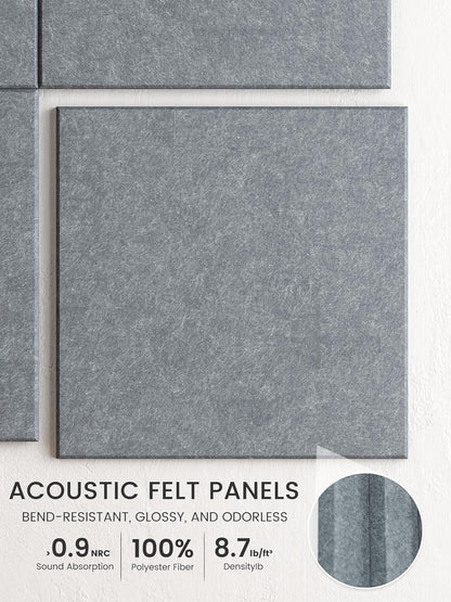 Bumusty Large Cork Board Alternative-48 x 36" Felt Bulletin Board Tiles, with 30 Pushpins, 70 Adhesive Tabs, Bold-Stripe 12-Pack, Cork Boards for Office Push Pin Board Felt Board-Carbon Blue
