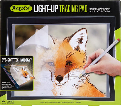 Crayola Light Up Tracing Pad with Night Mode and Colored Pencil Set, Gift, Ages 6, 7, 8, 9, 10