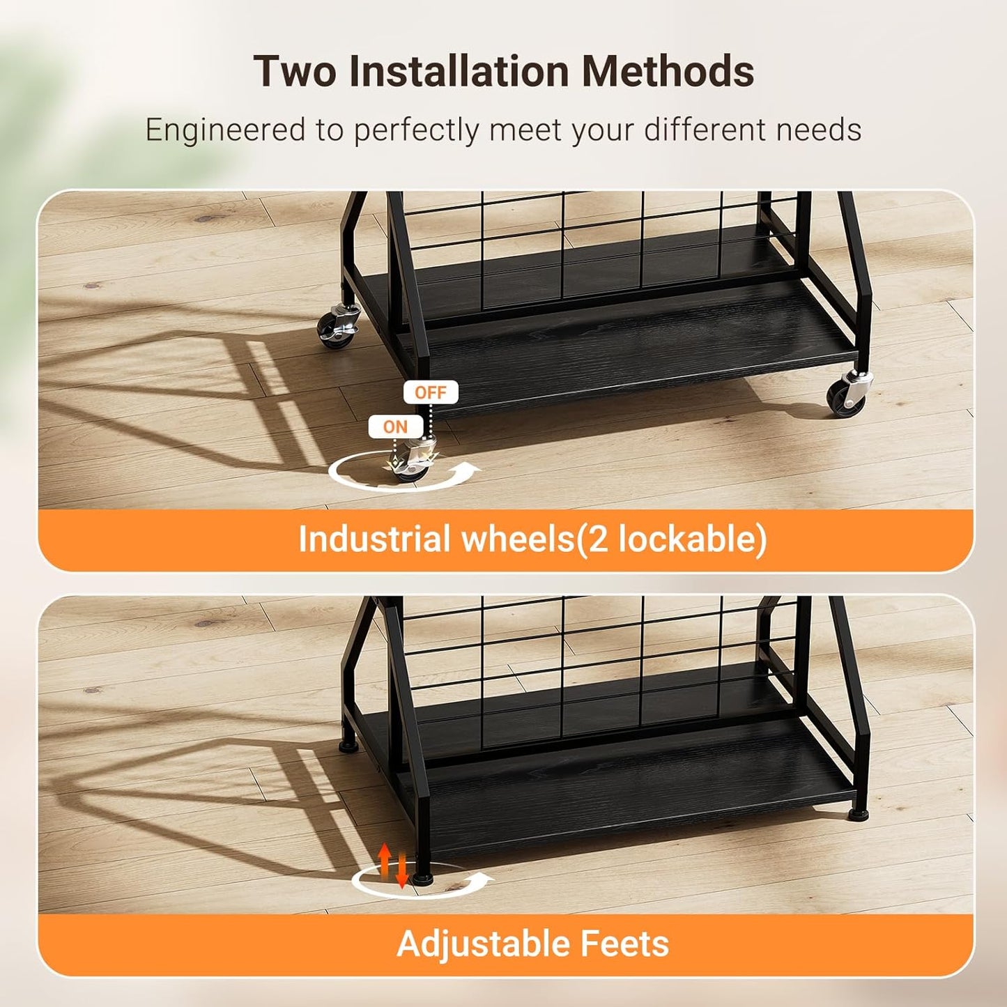 ELYKEN Foldable Grid Wall Panels 5.7' x 2' FT, Movable Wire Gridwall Display Rack with Wheels and Adjustable Foots, Retail Display Stand for Vendor with Storage (Rustic Brown)