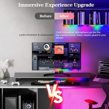 RGB LED Monitor Ambient Light Bar, 16 Inch USB Powered, APP Control & Music Sync, 16 Million Colors Dimmable, Gaming/Desk Display Backlight