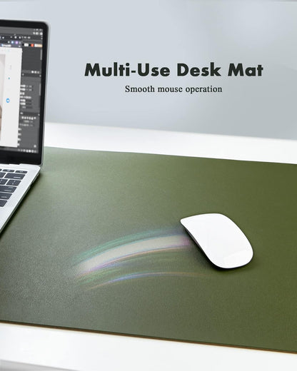 YSAGi Double-Sided Desk Pad, 31.5"x15.7"Leather Desk Mat, Eco Cork Desk Pad Protector,Large Mouse Pad,Waterproof Desk Blotter for Office/Home(Coffee)
