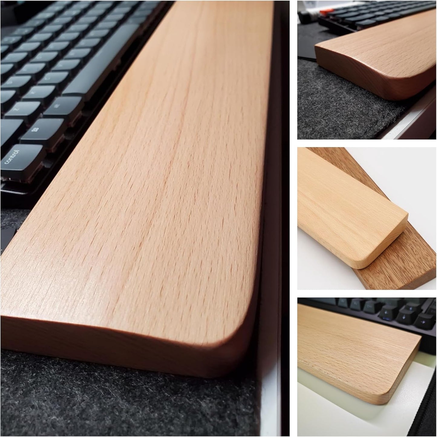 HomeDo Wooden Wrist Rest for Mechanical Keyboards, Support pad for Palm, Ergonomic Rest for Typing and Gaming,Palm Rest,Hand Rest (Beech,17.32”x3.15”(104 Key 100%))