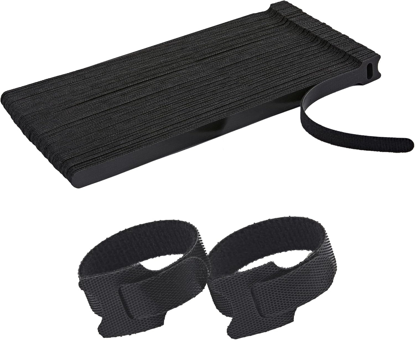 12 Inch Black Cable Ties 50 PCS Reusable Fastening Cable Straps Adjustable Hook & Loop Organizer Straps Cords Management for Home, Office and Data Centers