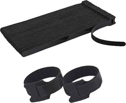 12 Inch Black Cable Ties 50 PCS Reusable Fastening Cable Straps Adjustable Hook & Loop Organizer Straps Cords Management for Home, Office and Data Centers