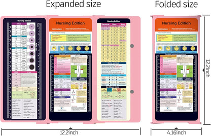 Nursing Clipboard Foldable with Medical Edition Cheat Sheets, 3 Layers Aluminum Foldable Clipboard for Nursing, Notepad for Students, Nursing School Essentials (Black)