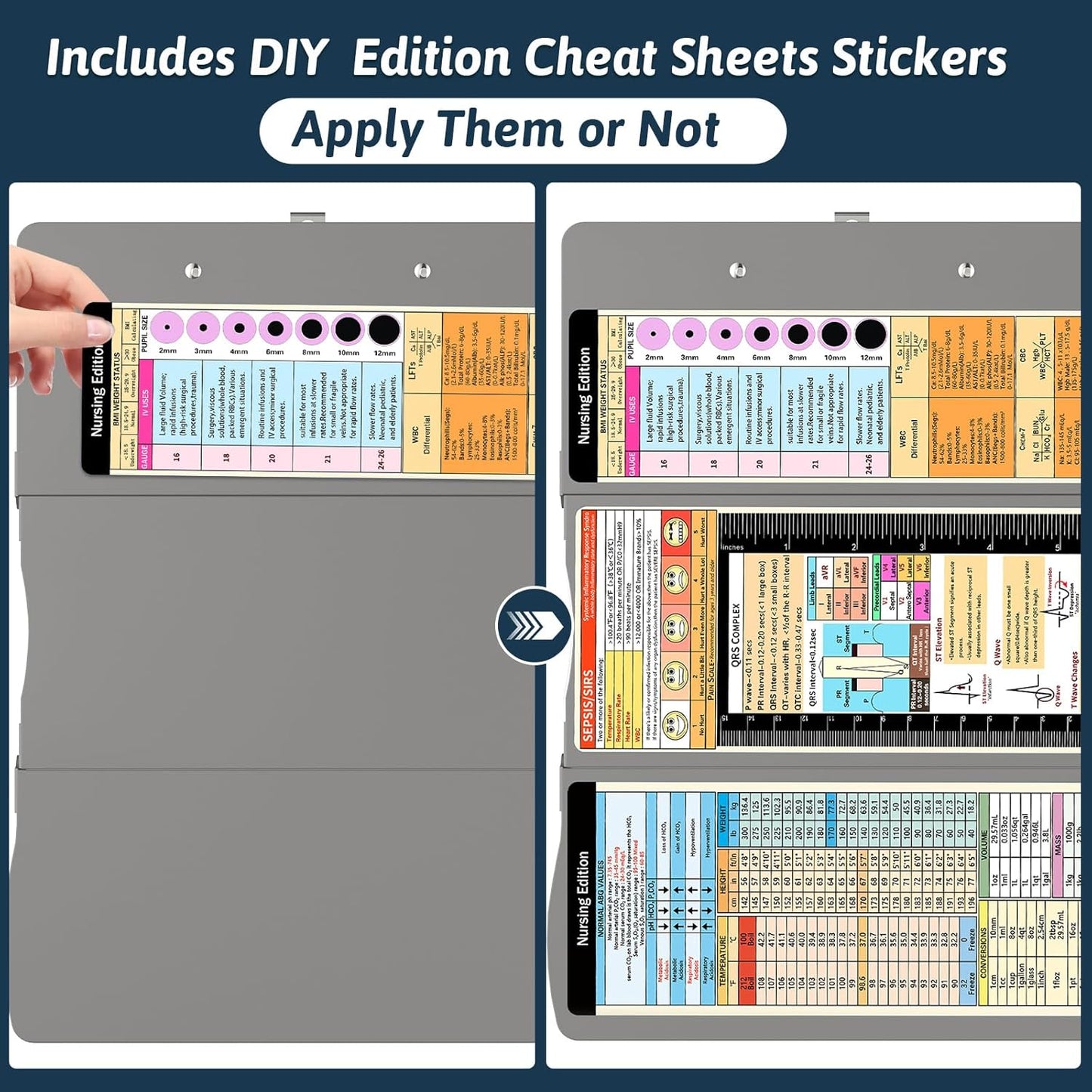 Clipboard Foldable Without Edition Cheat Sheets Aluminum 3 Layers Foldable Clipboards Pocket Size Profile Clip Clipboards Notepad for Students, Nurses,Contractor Trucker Driver