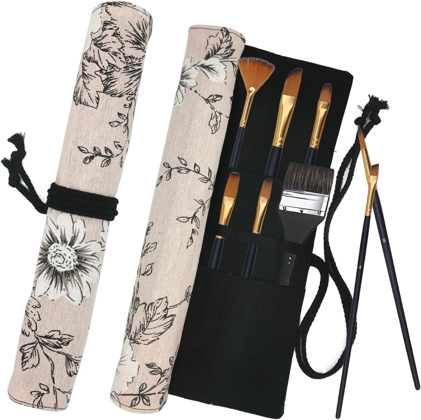 Funny live Paint Brush Holder Art Supplies, Artist Brush Holder & Art Supply Storage Organizer Roll-Up Case Bag, Protect Acrylic Oil Watercolor Paintbrushes (Peony-20 Slot Pockets)