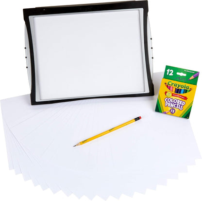 Crayola Light Up Tracing Pad with Night Mode and Colored Pencil Set, Gift, Ages 6, 7, 8, 9, 10