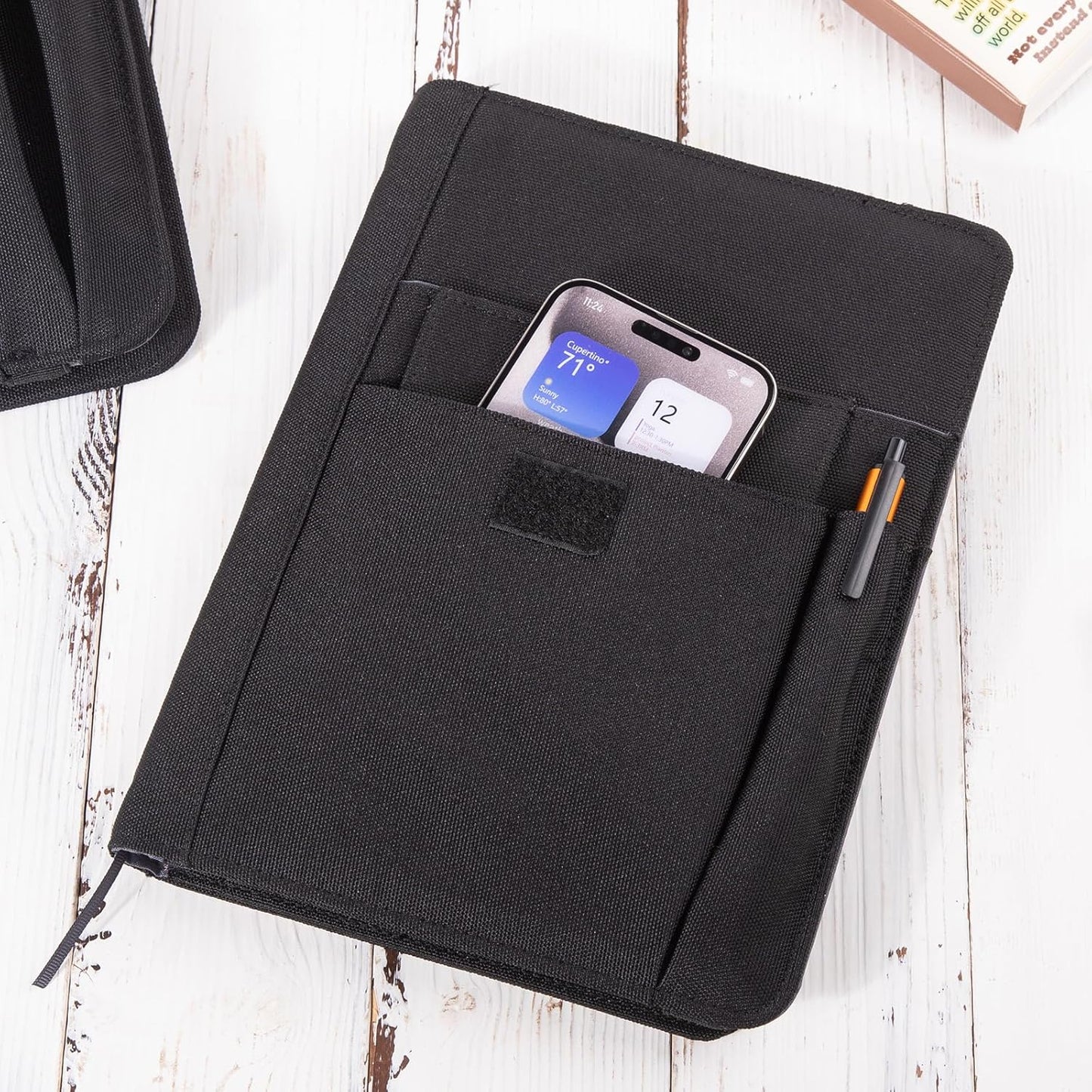 Journal Notebook Cover for Work, Journaling Notebooks Protector - Portfolio Organizer Compatible with Rocketbook Fusion, with Pen loop, Business Card Holder, File Pocket for accessories