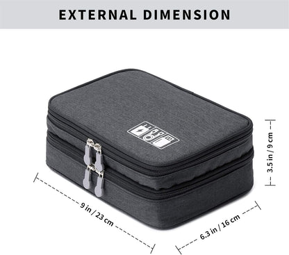 Lanola Travel Cable Organizer Bag, Electronic Accessories Case Portable Double Layer Cable Storage Bag for Cord,phone,Charger, Flash Drive, Phone, SD Card,Personal Items - (Purple)