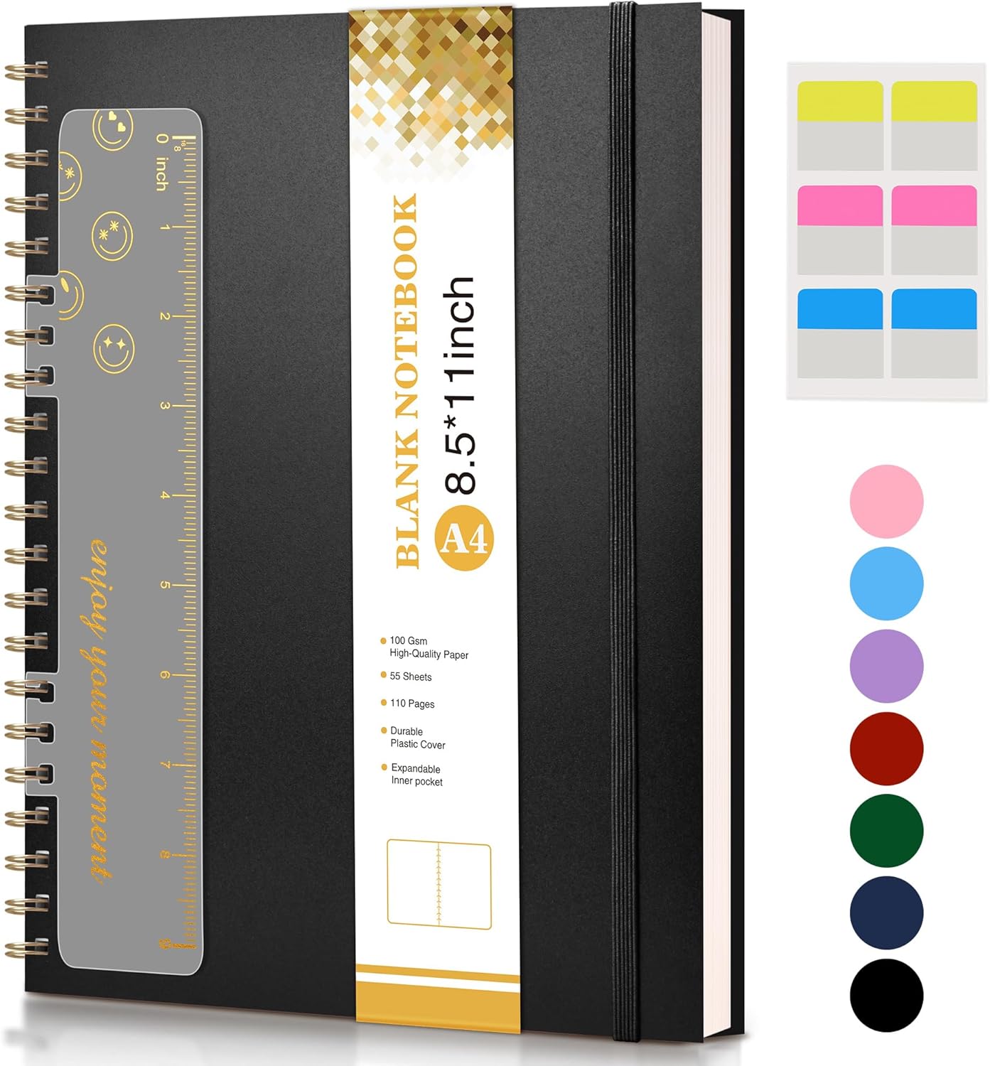 Dotted Notebook, Spiral Notebook Journal 8.5” x 11”, A4 Large Dot Grid Notebooks for Women Men, 100 GSM Dotted Paper, Plastic Hardcover Spiral Bullet Journals for Work School Sketching, Green