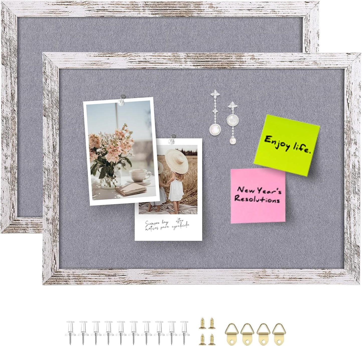 Cork Board Bulletin Board, 11.8x8.6 inches Mini Decorative Hanging Framed Cork Boards for Walls, Pin Board Vision Board for School Home Office, Bulletin Board with Wooden Frame(2230,WH,1p)