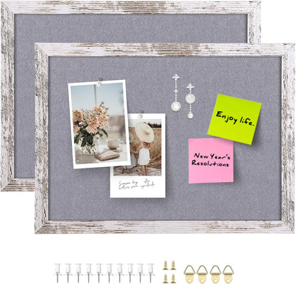 Cork Board Bulletin Board, 11.8x8.6 inches Mini Decorative Hanging Framed Cork Boards for Walls, Pin Board Vision Board for School Home Office, Bulletin Board with Wooden Frame(2230,WH,1p)