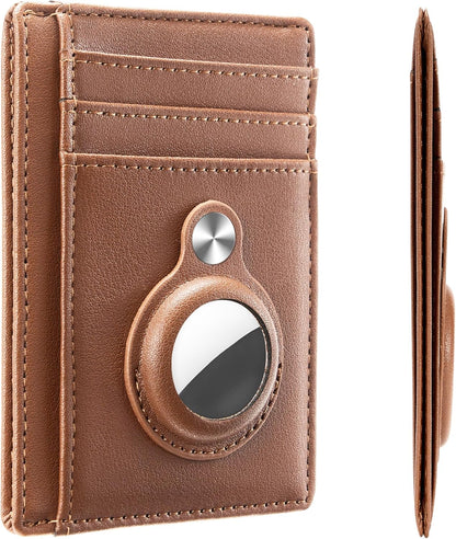 Slim Minimalist Front Pocket Air Tag Wallet, RFID Blocking Card Holder Wallet with Airtag Holder