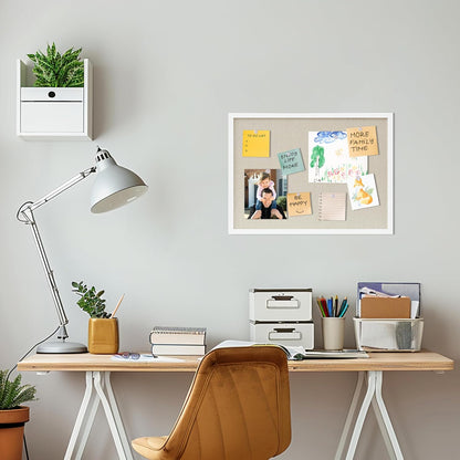 DAHAPYBOO Cork Board with Linen White,Bulletin Board 17"x12" Hanging Corkboards for Office Home School Message Board or Vision Board Decoration.