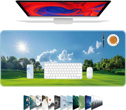 Galdas Mouse Pad For Gaming,Forest Background Pattern XXL XL Large Mouse Mat Long Extended MousePad Desk Mat Non-Slip Rubber Mice Pads Stitched Edges Thin (31.5 x 11.8 x 0.12 Inches) Tree
