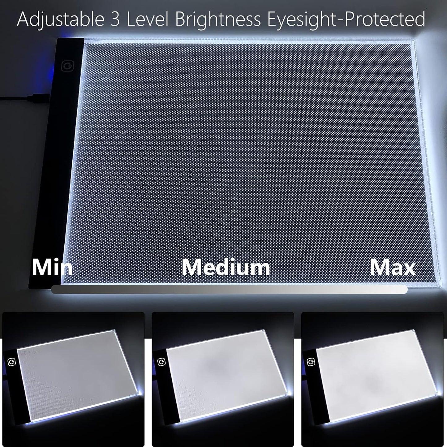 A4 Light Pad for Diamond Painting - Sponake Light Board Tracing with 3 Level Brightness Apply to Full Drill & Partial Drill 5D Diamonds Art - Craft, Sketching, Animation,Weeding Vinyl
