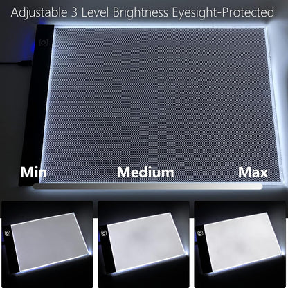 A4 Light Pad for Diamond Painting - Sponake Light Board Tracing with 3 Level Brightness Apply to Full Drill & Partial Drill 5D Diamonds Art - Craft, Sketching, Animation,Weeding Vinyl