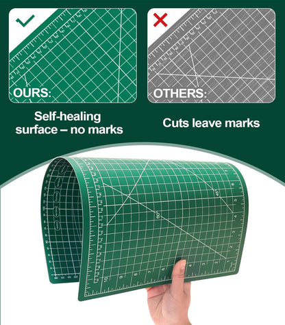 10 Pcs Self Healing Cutting Mat Bulk, 12"×18" Rotary Cutting Mats for Crafts, A3 Sewing Boards for Fabric Quilting Scrapbooking Precision Cutting Double Sided 5-Ply