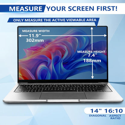 Magnetic Laptop Privacy Screen 15.6 Inch 16:9, Removable Computer Privacy Filter Shield and Anti Glare Blue Light Screen Protector, Compatible with HP Dell Acer Asus Samsung Lenovo ThinkPad
