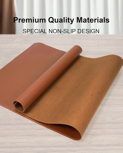 AFIING Desk Pad Protector 23.6" x 13.7" - Non-Slip Waterproof PU Leather Desk Mat for Mouse, Keyboard, Laptop, Office and Home Workspace (Beige)