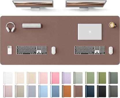 YSAGi Leather Desk Pad Protector, Office Desk Mat, Large Mouse Pad, Non-Slip PU Leather Desk Blotter, Waterproof Laptop Desk Writing Pad for Office and Home (23.6" x 13.8", Eggshell) - Colors A
