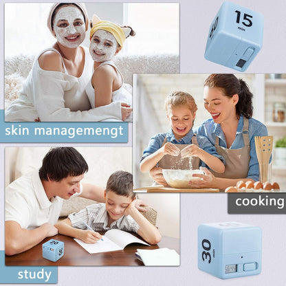 Weewooday 2 Pieces Cube Productivity Timer Flip Gravity Sensor Flip Countdown Countup Workout Timer Management 1 3 5 10 Minutes and 15 20 30 60 Minutes for Work Learning Kitchen Cooking(Green, Blue)